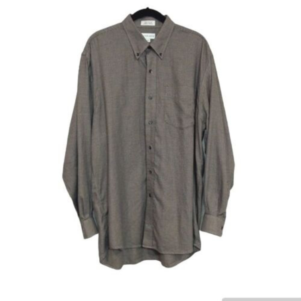 Cutter & Buck L Shirt Mens Large Brown Hounds Tooth Long Sleeve Button Down Top